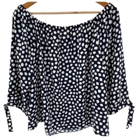 J. CREW Print Off Shoulder Top - Picture 2 of 11